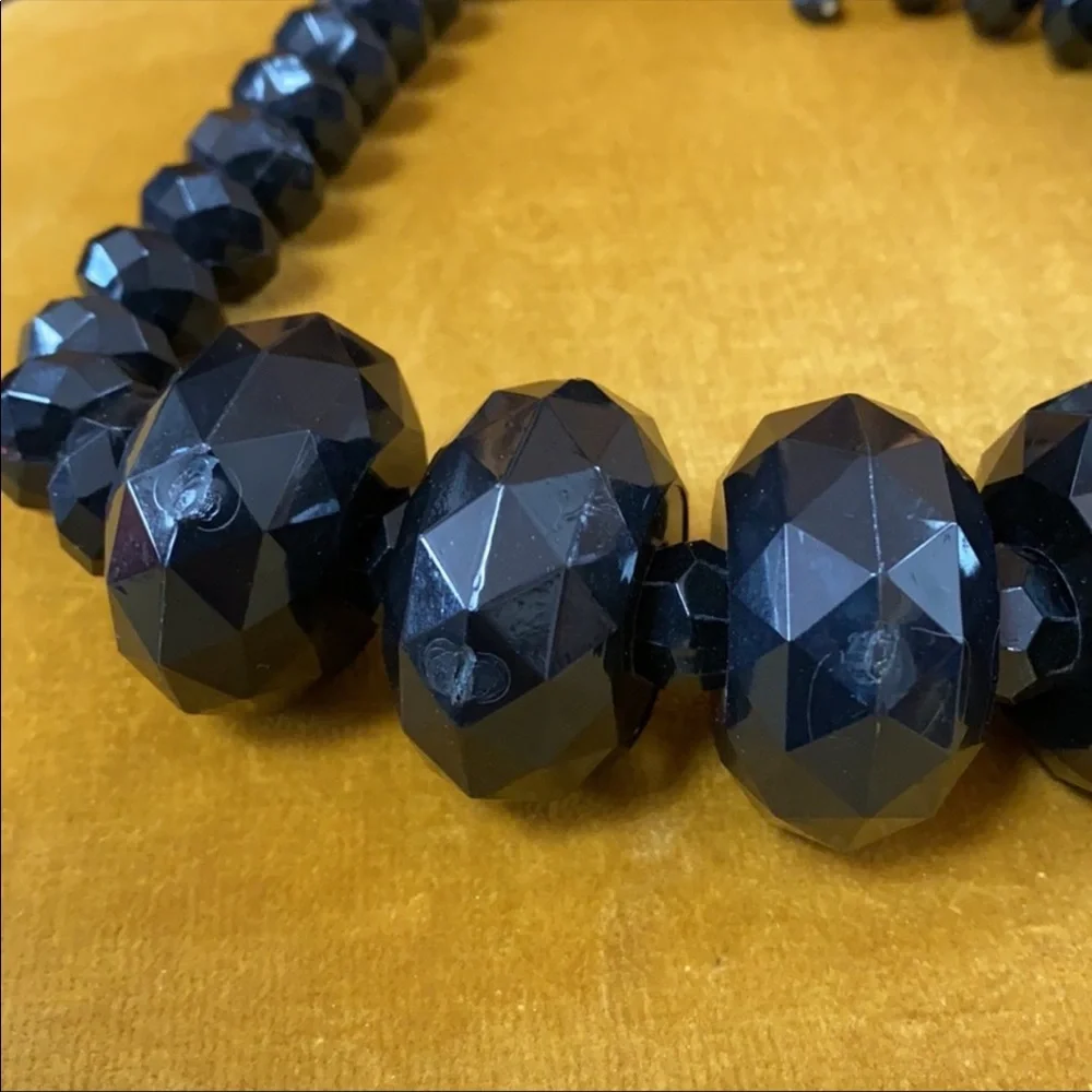 🖤 VTG LYDELL NYC Huge Jet Black Beaded Statement Necklace